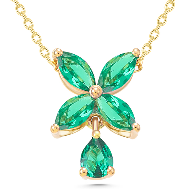 Markiz Kesim Zümrüt (Emerald) Taşlı Kolye