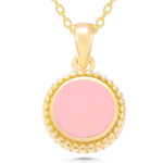 Pembe Mineli Yuvarlak Kolye