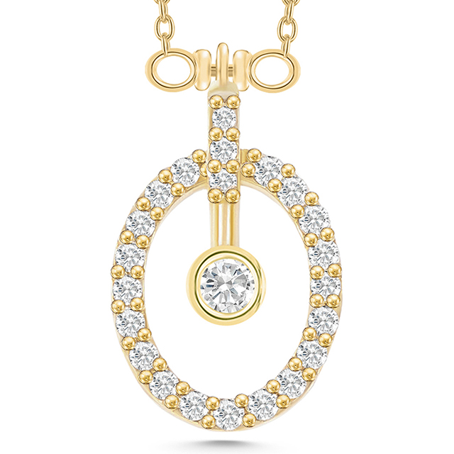0,12 Karat Tektaş Oval Pırlanta Kolye
