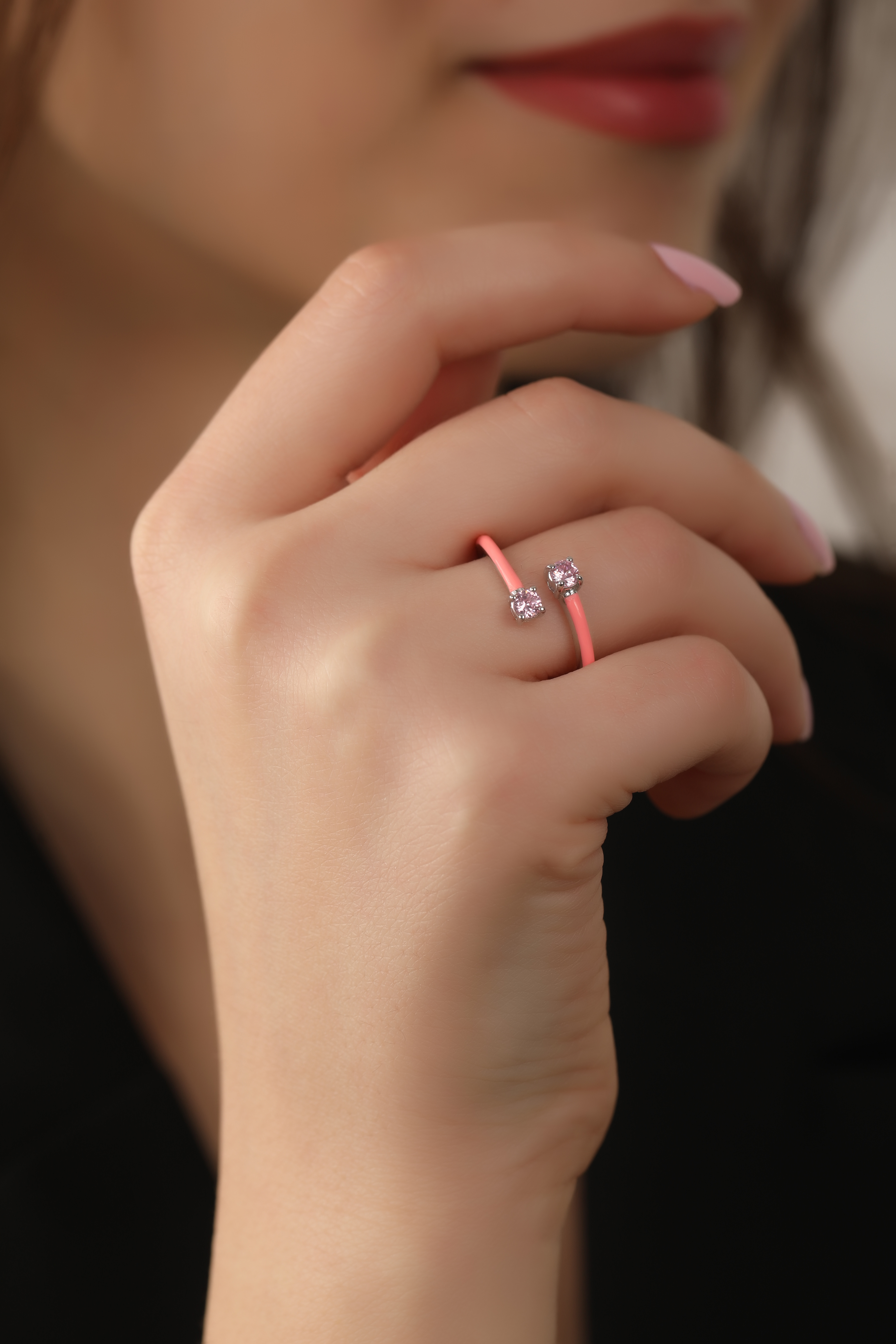 0,30 Karat Pembe Mineli Ametist Yüzük