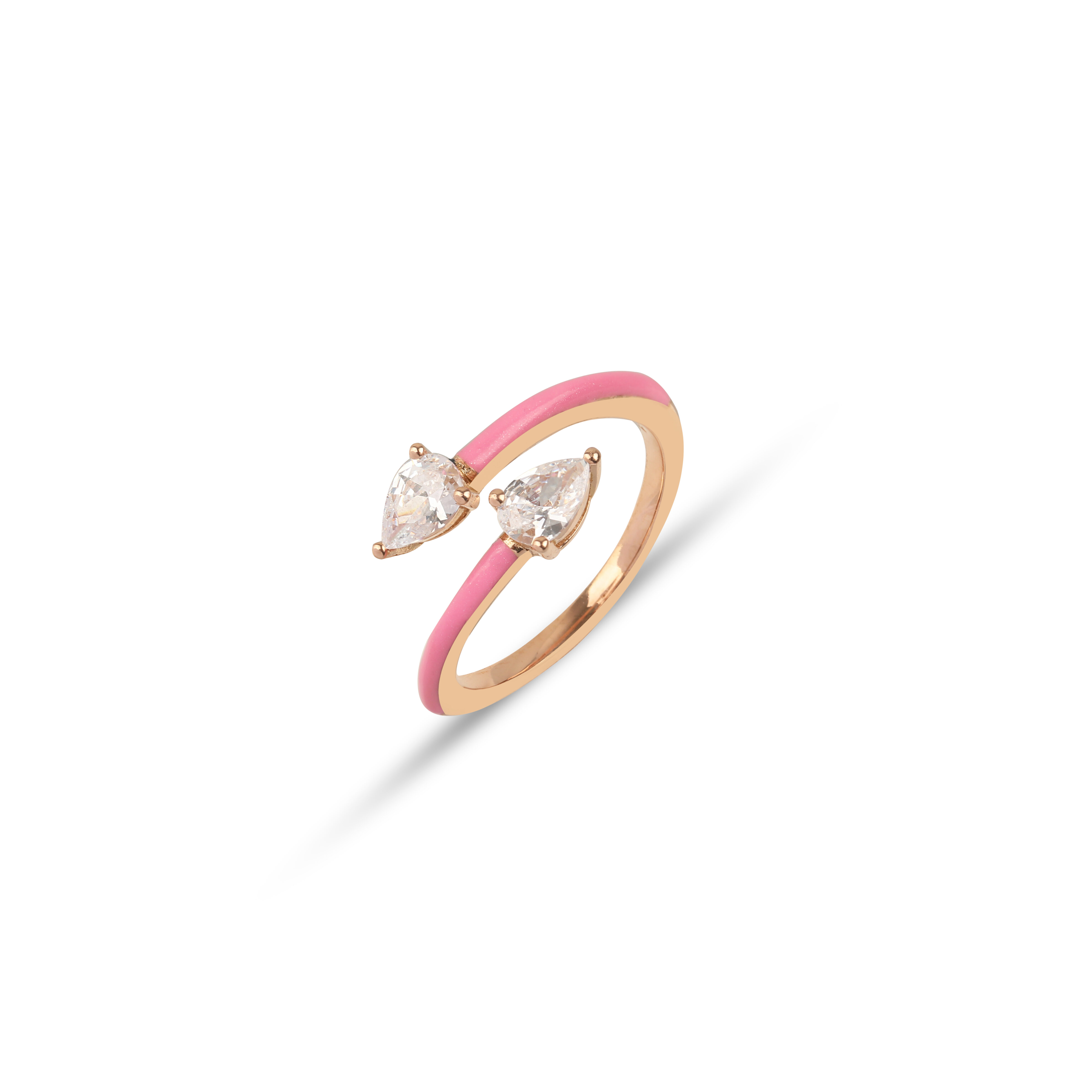 Pembe Mineli Damla Beyaz Safir Yüzük