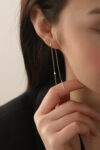 Sallantılı Damla Pembe Safir Küpe