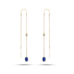 Sallantılı Oval Kesim Safir Küpe